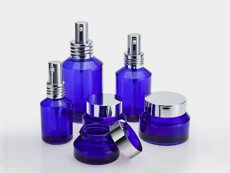 Cobalt Blue Glass Cosmetic Jar